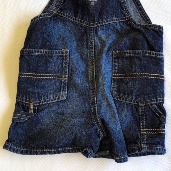 oshkosh b'gosh vestbak classic cotton dark wash denim shortalls 18 months baby - Picture 8 of 8